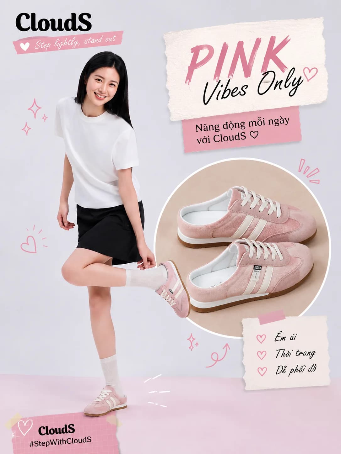 Cloud Mule 1 Rose — Năng động mỗi ngày với CloudS