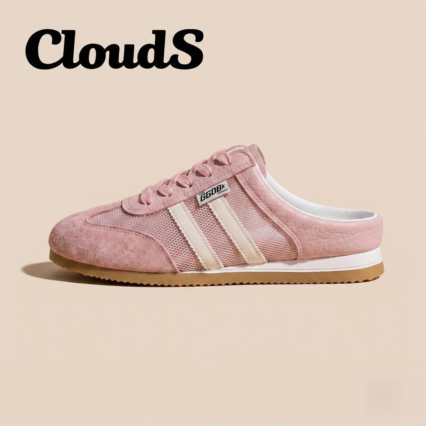 Giày Sục Đạp Gót Nữ Mule Sneaker GGOBK CloudS Vải Lưới Thoáng Khí, Êm Chân, Thời Trang – Màu Hồng Rose