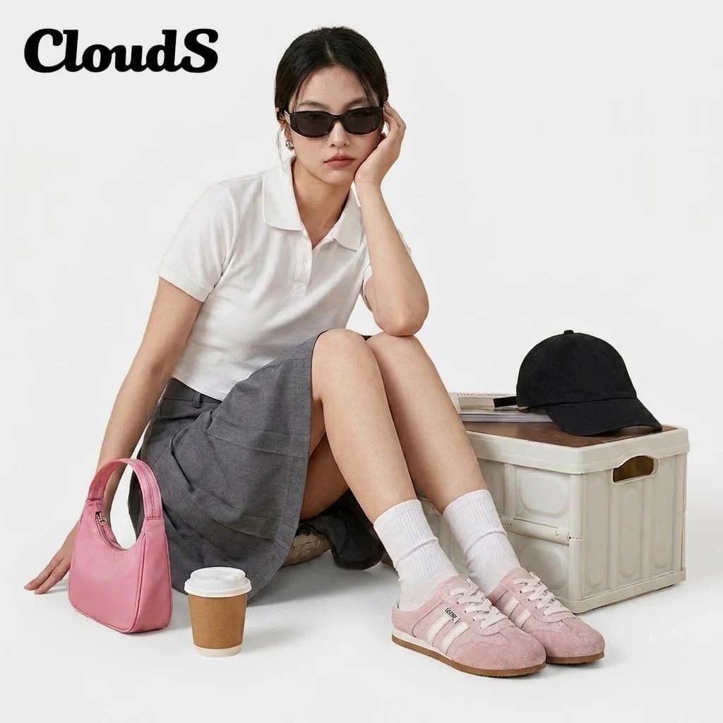 Giày Sục Đạp Gót Nữ Mule Sneaker GGOBK CloudS Vải Lưới Thoáng Khí, Êm Chân, Thời Trang – Màu Hồng Rose